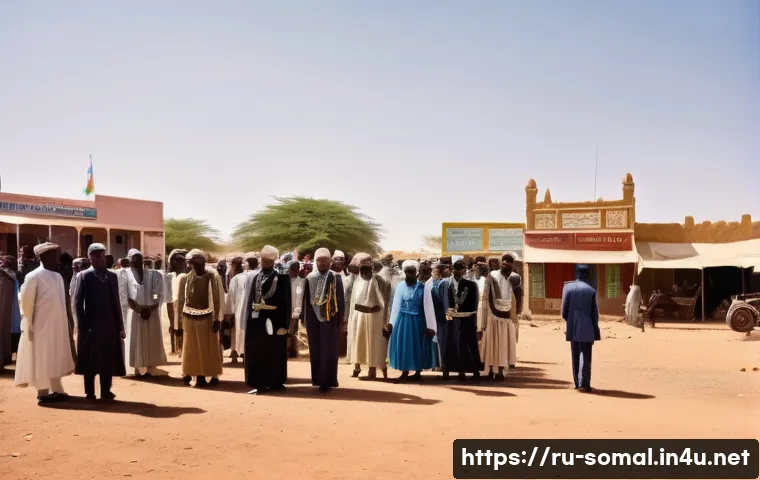 소말릴란드 역사 요약 - A detailed historical scene depicting British colonial administration in Somaliland during the late ...