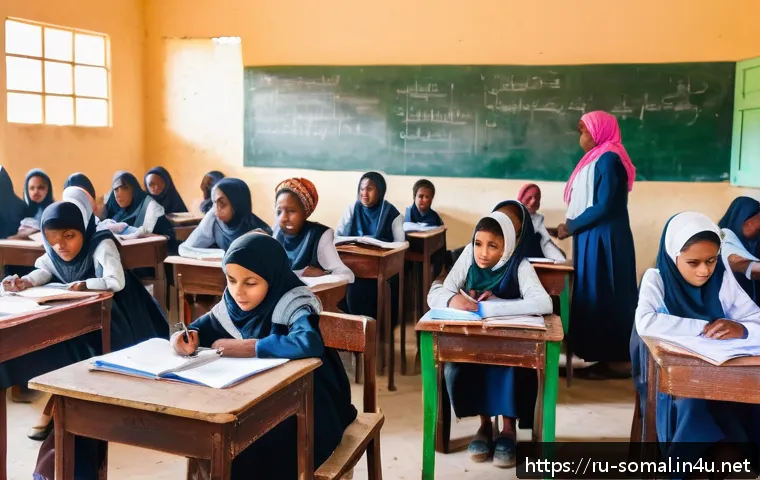 소말릴란드에서 자원봉사로 할 수 있는 일 - A vibrant community classroom scene in Somaliland’s rural area, featuring diverse children and adult...
